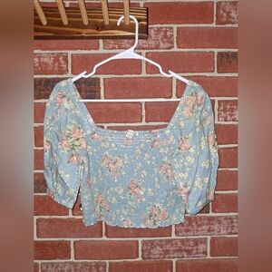 American Eagle Outfitters Blue Floral Blouse